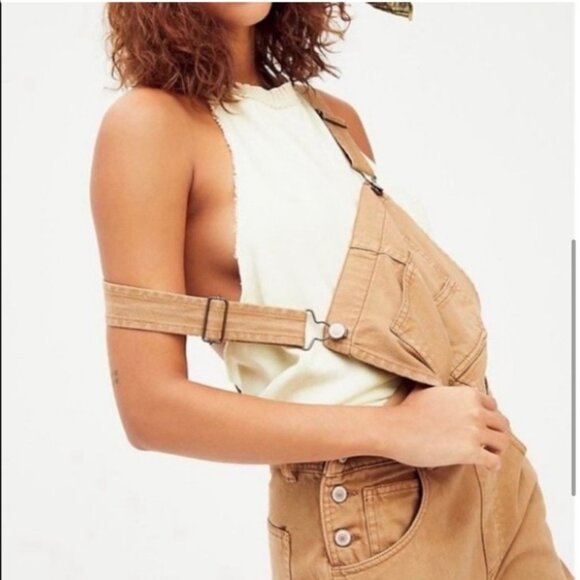 Free People Ziggy Overalls in Pioneertown Tan Size M - Picture 4 of 10